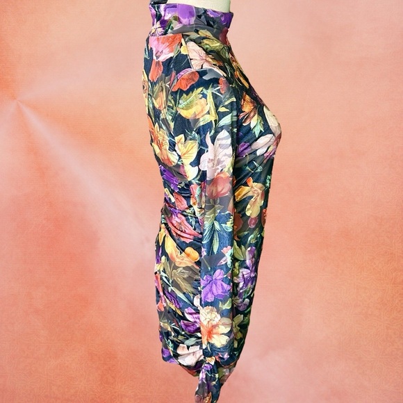NWT Kourt Mockneck Floral Velvet Burnout Bodycon Dress Size Medium - Picture 11 of 16